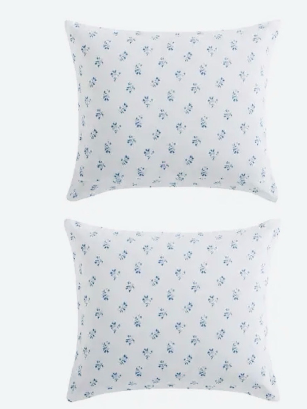 Classic White Pillowcase Pair with Blue Floral Print 100% Cotton